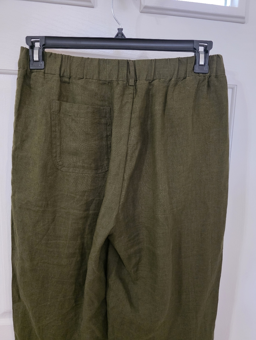 Quince Womens Green Linen Pull on Wide Leg Crop Pant Travel Minimalist Career - Picture 6 of 11